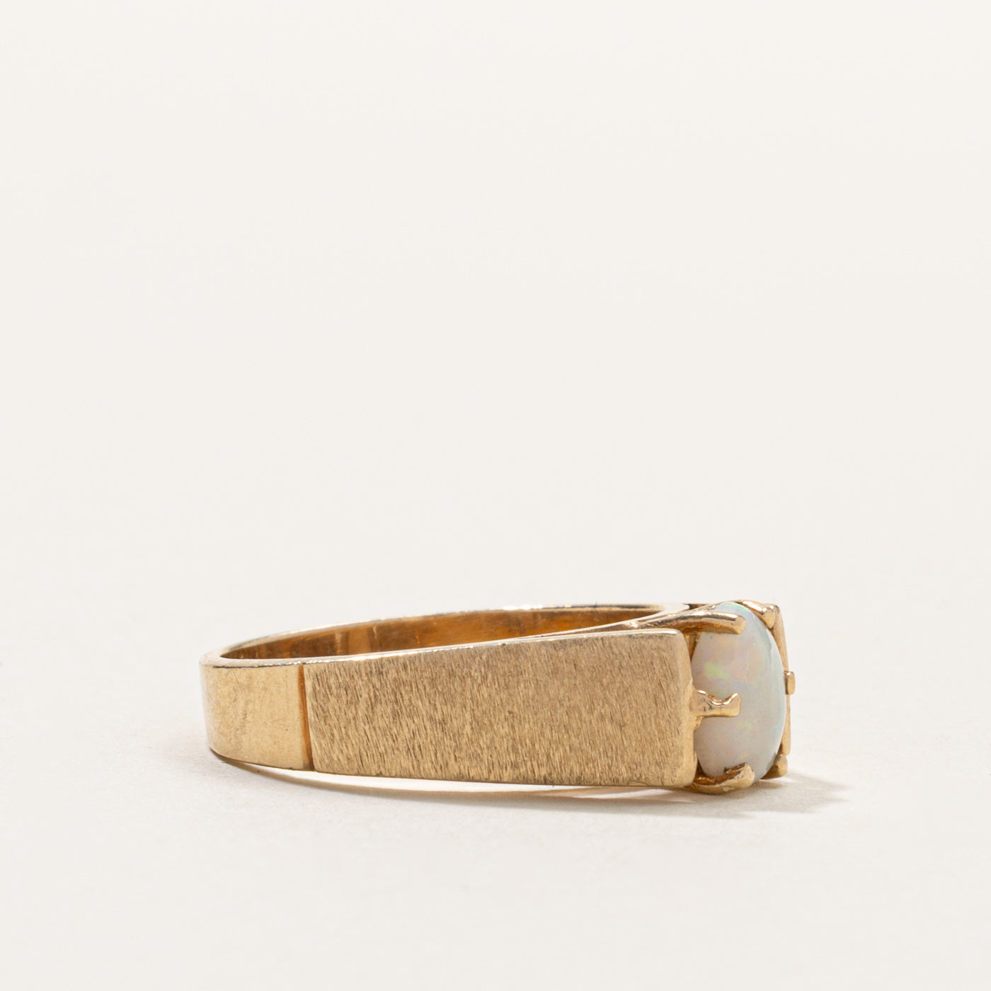 10k Solitaire Opal Textured Ring | SZ 6.5
