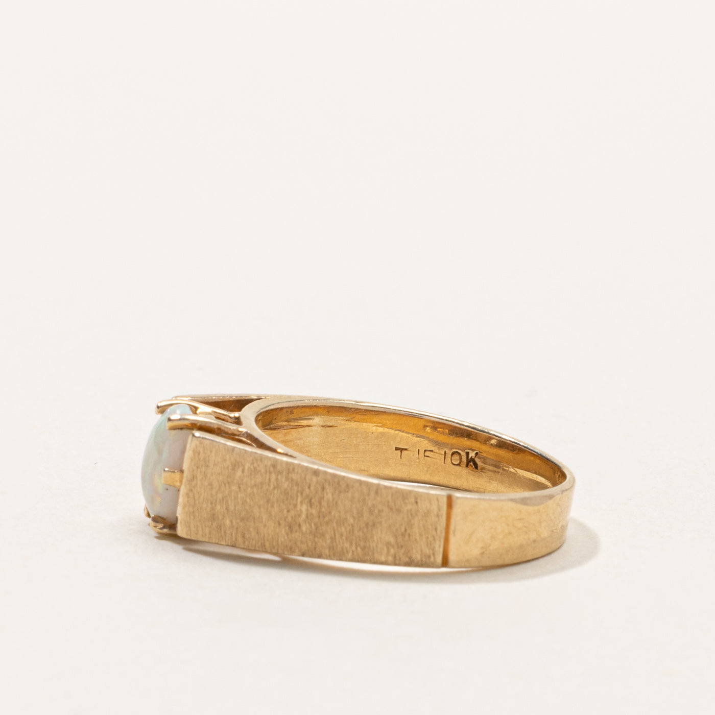 10k Solitaire Opal Textured Ring | SZ 6.5