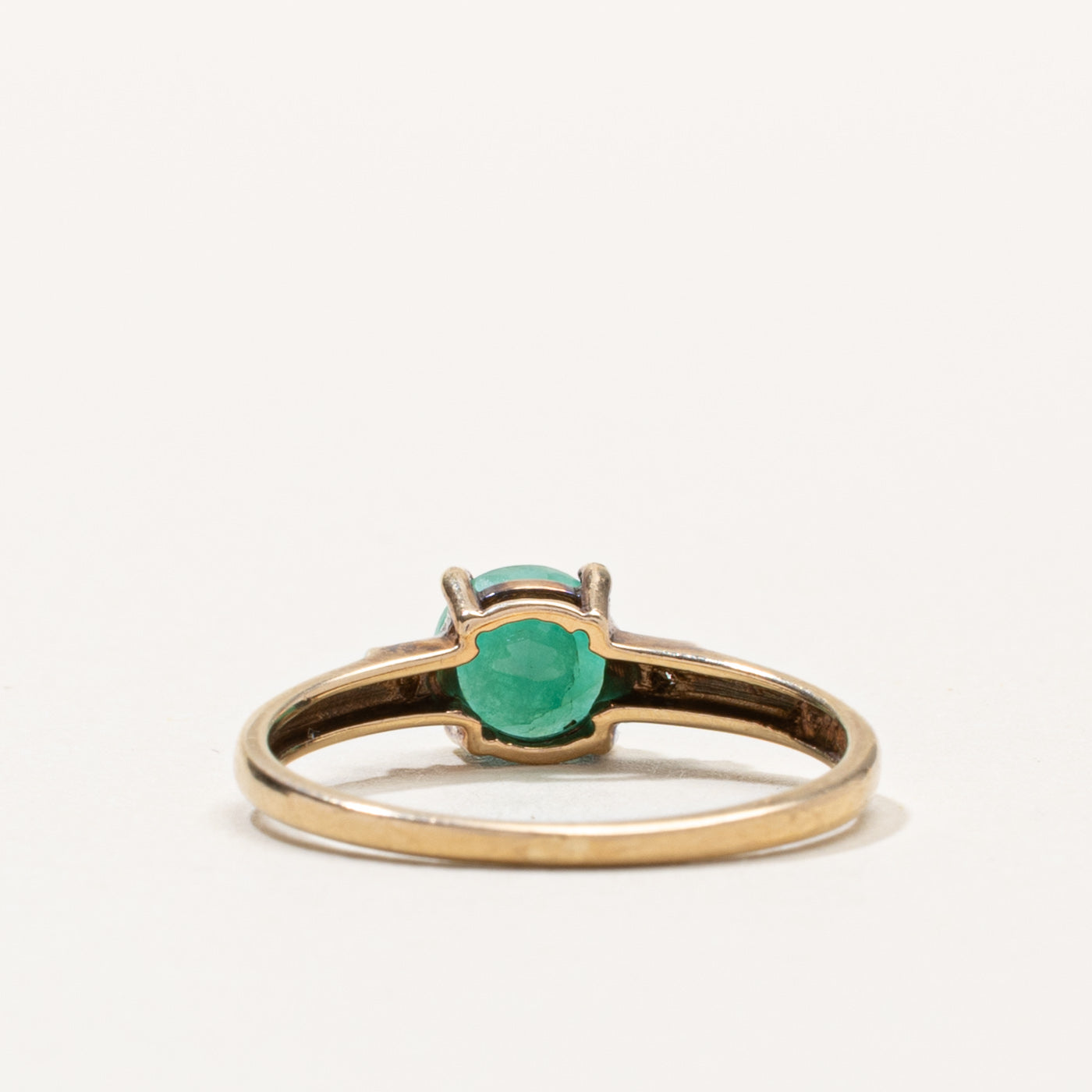 10k Round Cut Emerald & Diamond Accented Ring | SZ 7