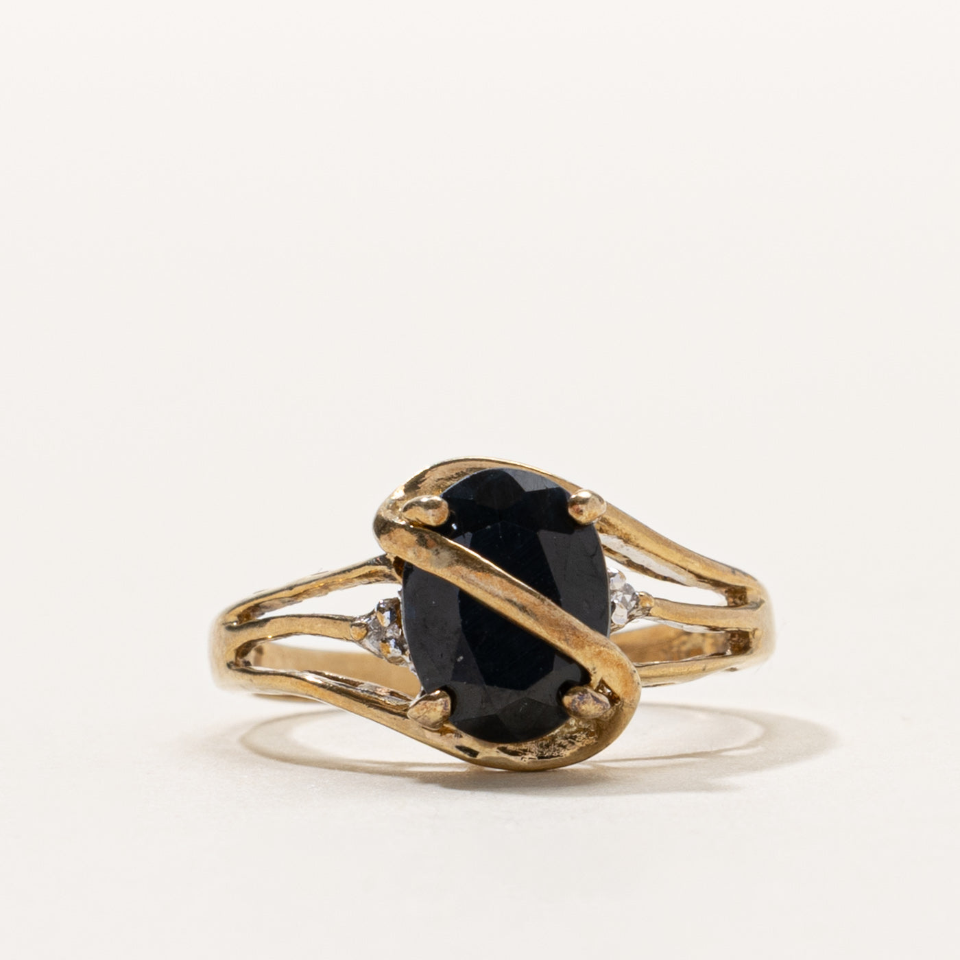 9k Sapphire & Diamond Accented Wrapped Ring | SZ 3.75