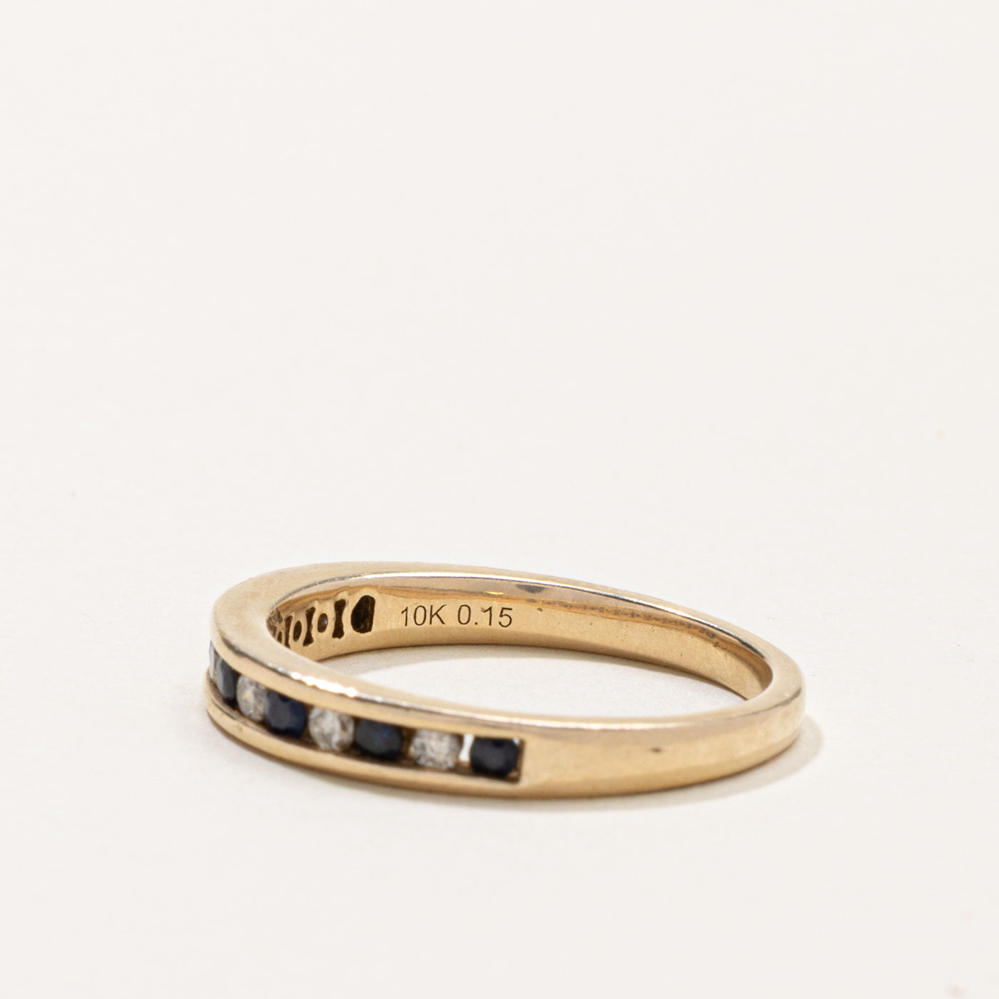 10k Semi Eternity Sapphire & Diamond Band | SZ 7.25