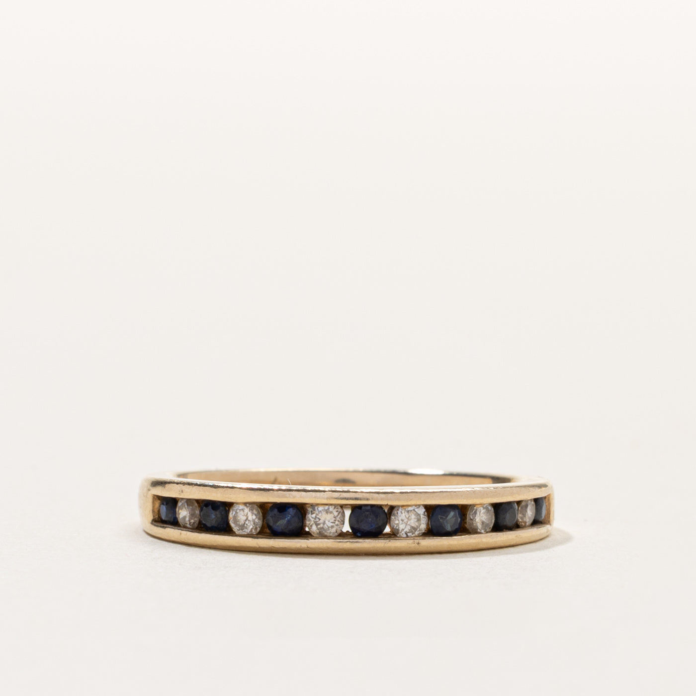 10k Semi Eternity Sapphire & Diamond Band | SZ 7.25