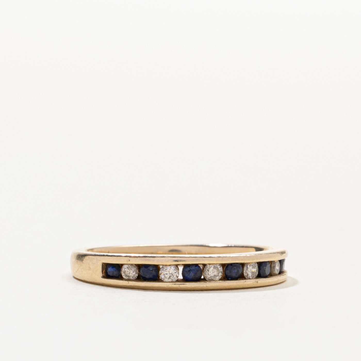 10k Semi Eternity Sapphire & Diamond Band | SZ 7.25