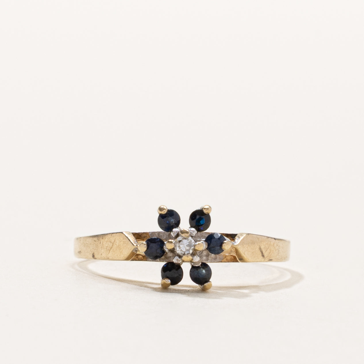 10k Sapphire & Diamond Floral Cluster Ring | SZ 5.5