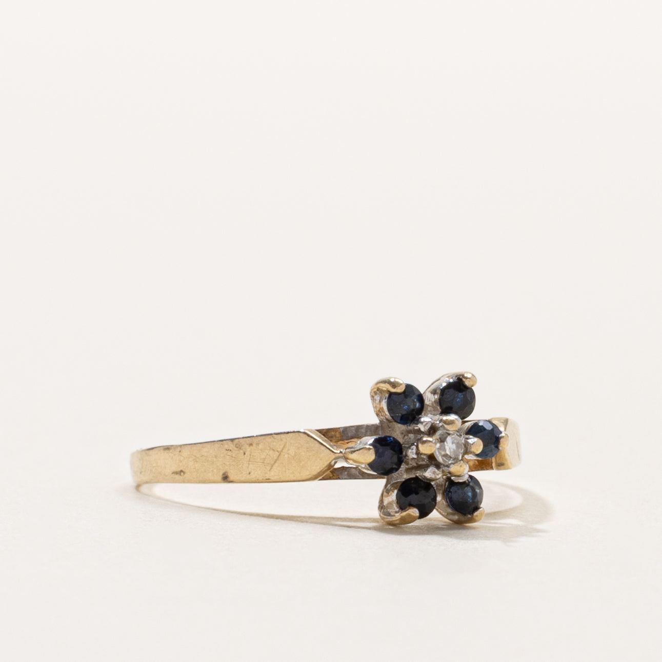 10k Sapphire & Diamond Floral Cluster Ring | SZ 5.5