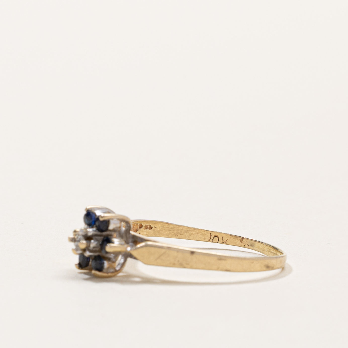 10k Sapphire & Diamond Floral Cluster Ring | SZ 5.5