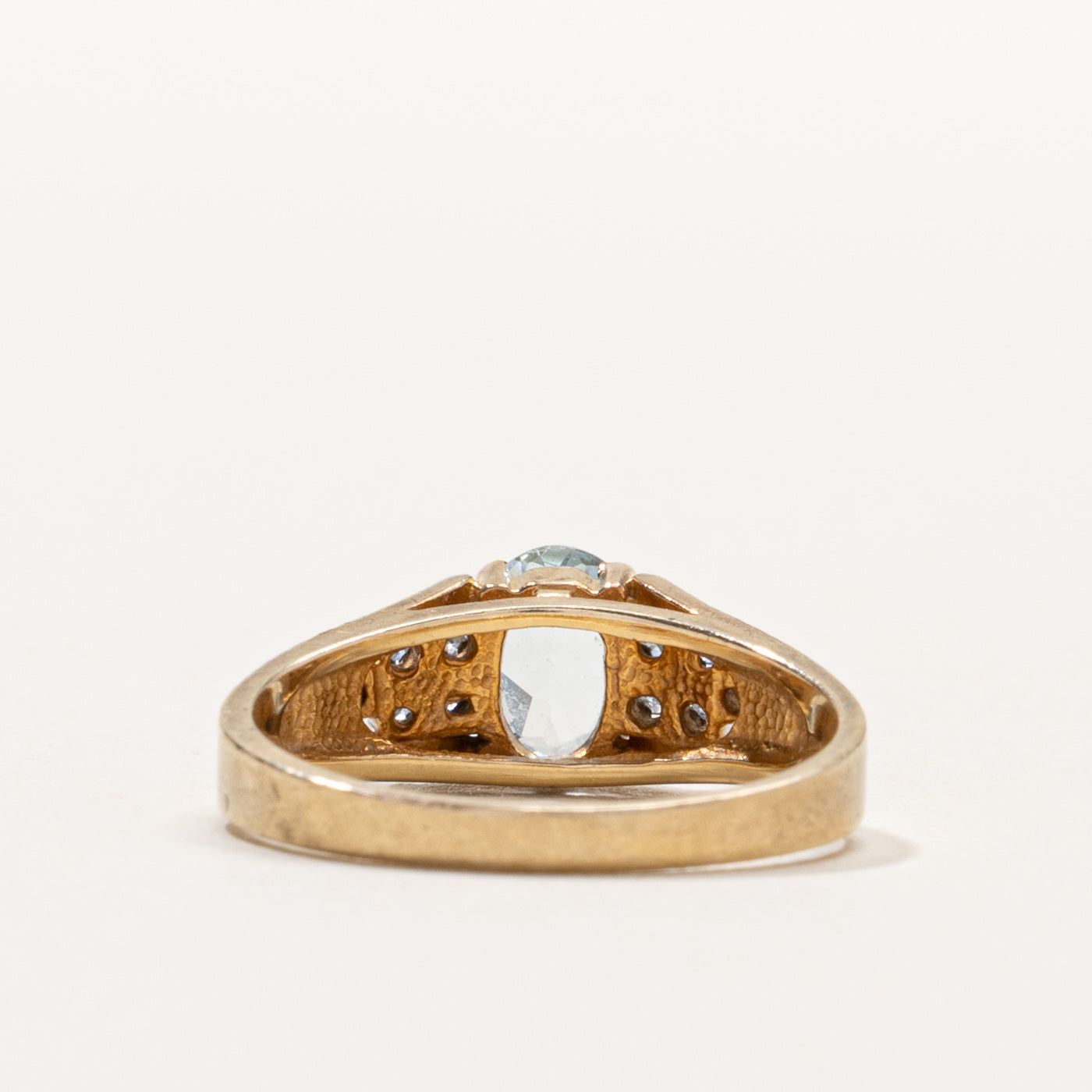 10k Aquamarine & Diamond Accented Ring | SZ 6