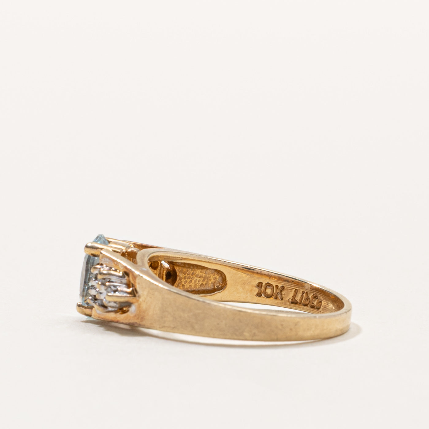 10k Aquamarine & Diamond Accented Ring | SZ 6