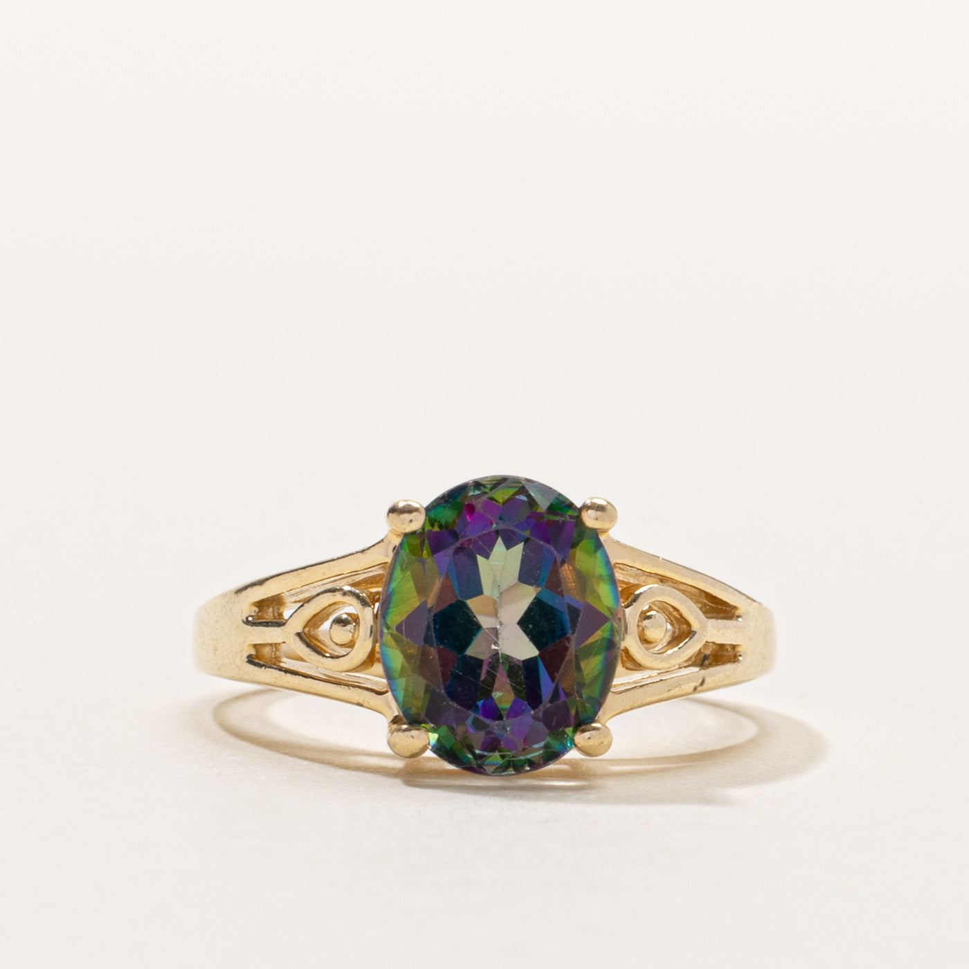 14k Mystic Topaz Geometric Openwork Ring | SZ 7.25
