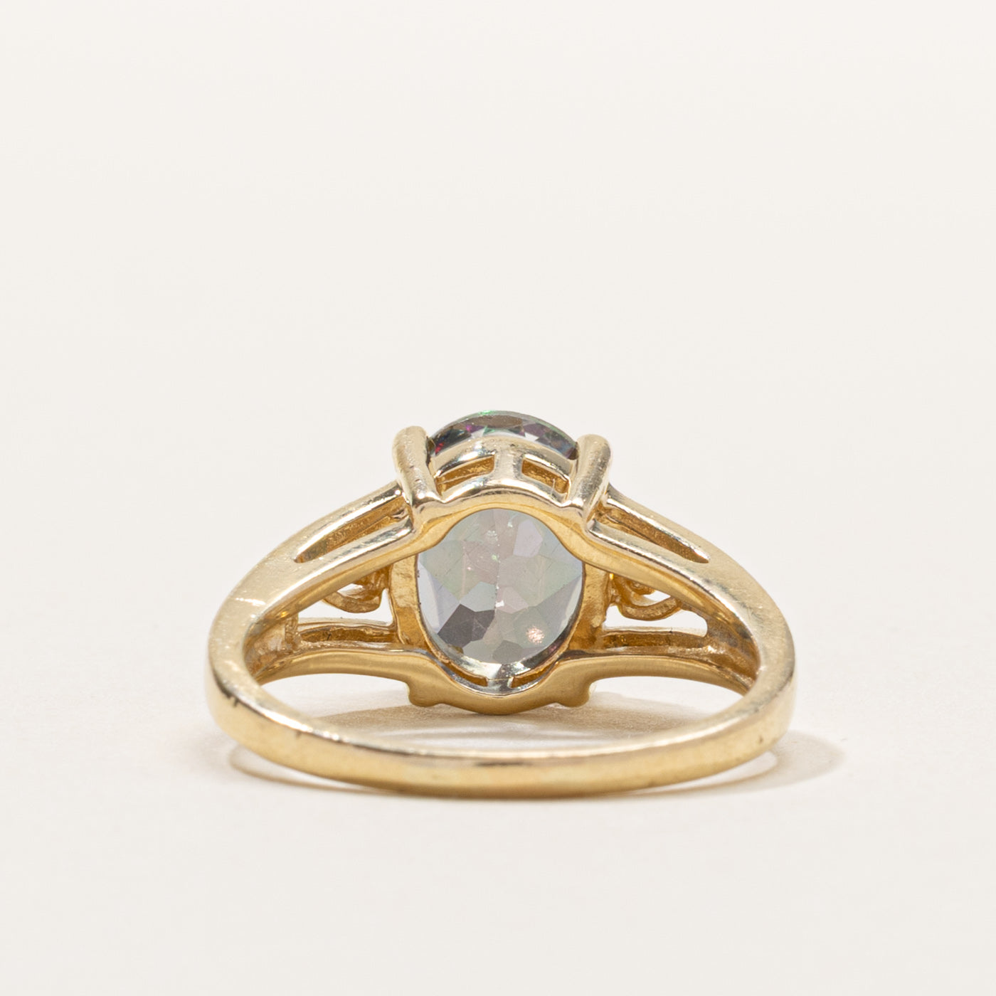 14k Mystic Topaz Geometric Openwork Ring | SZ 7.25