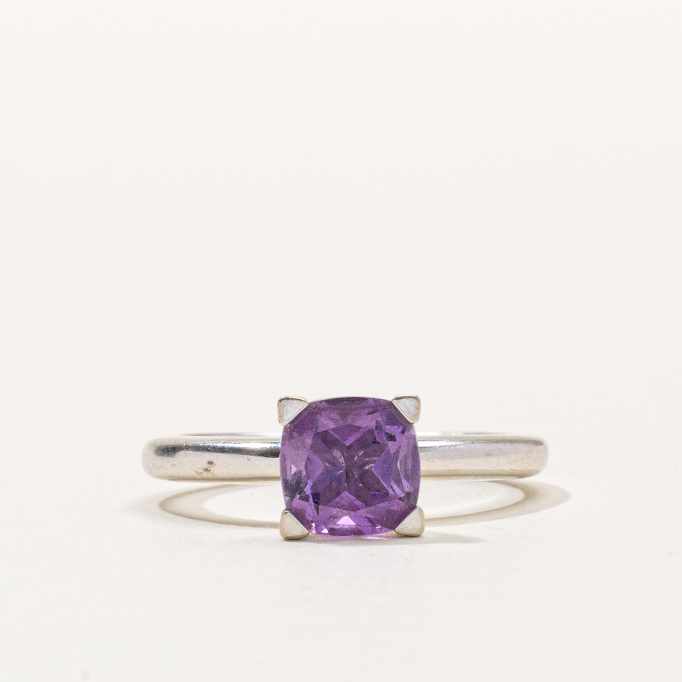 14k Round Cut Amethyst & Hidden Diamond Ring | SZ 7.25