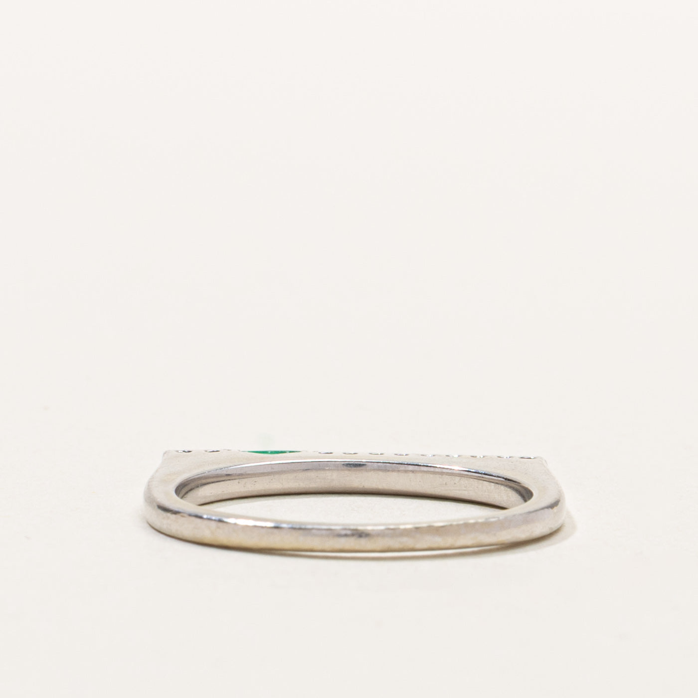 14k Emerald & Diamond Bar Band | SZ 6.5