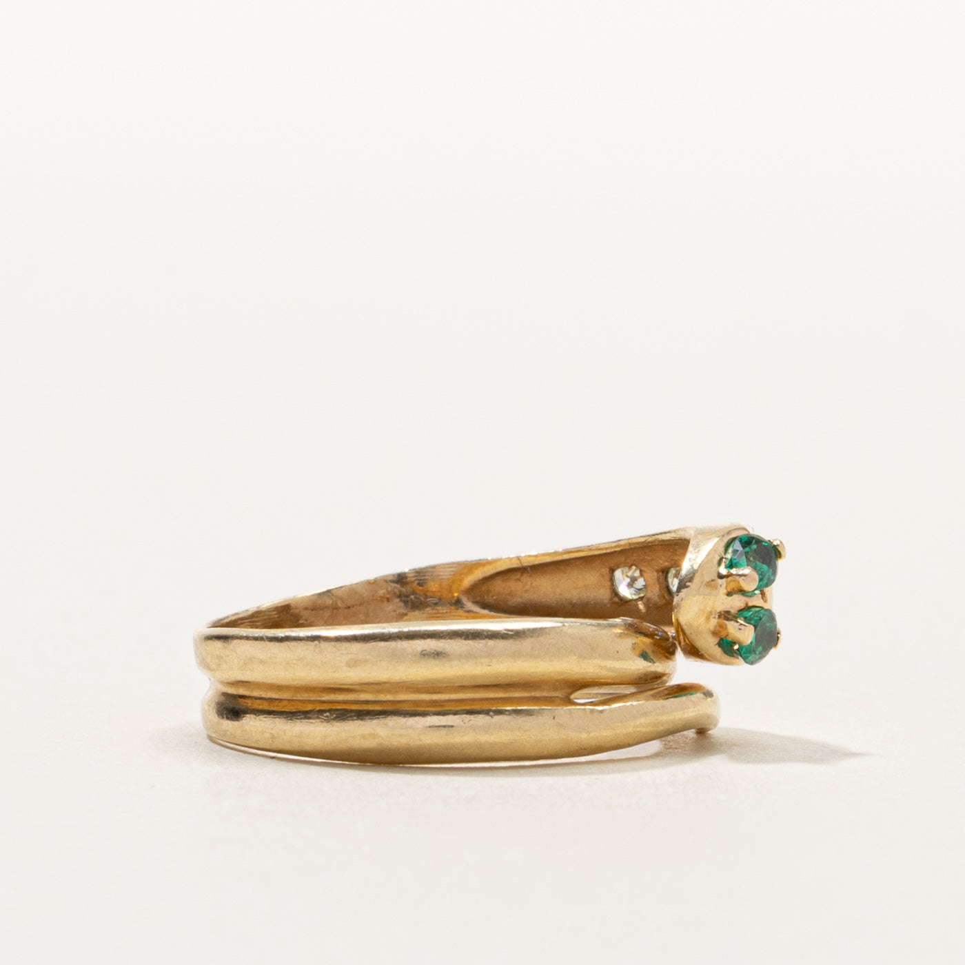 14k Emerald & Diamond Snake Ring | SZ 6