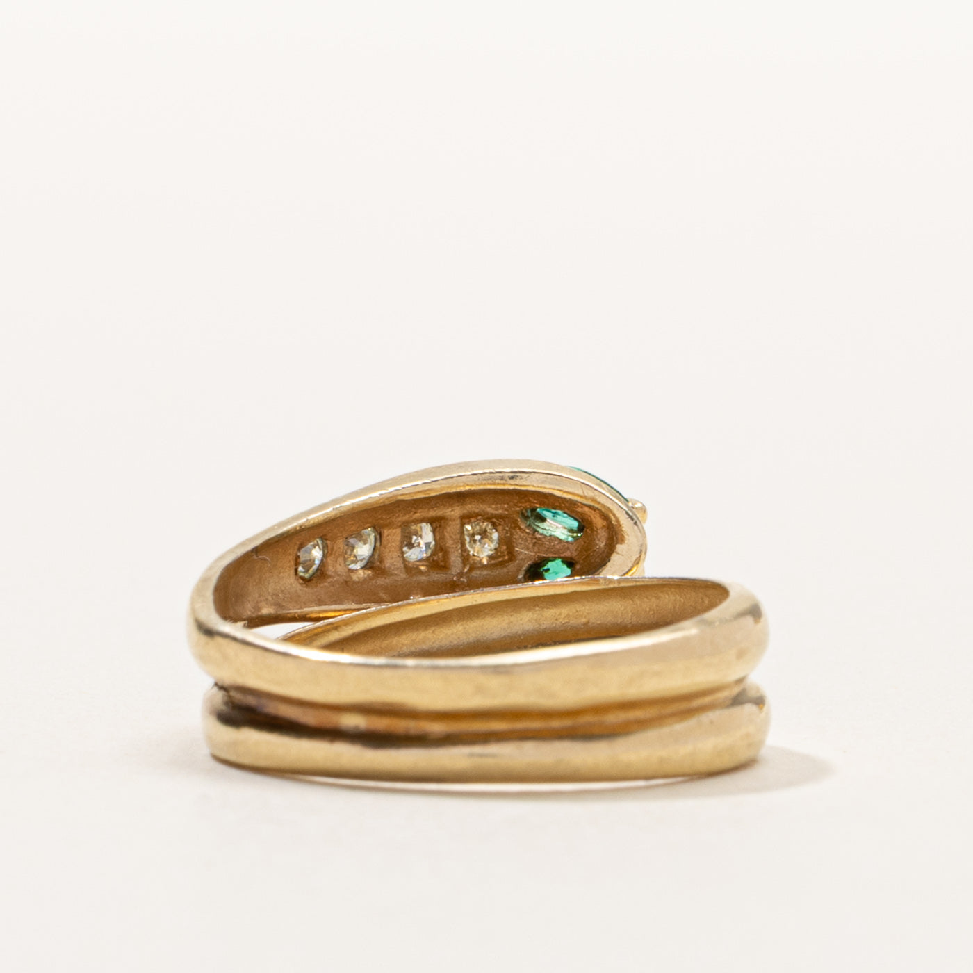 14k Emerald & Diamond Snake Ring | SZ 6