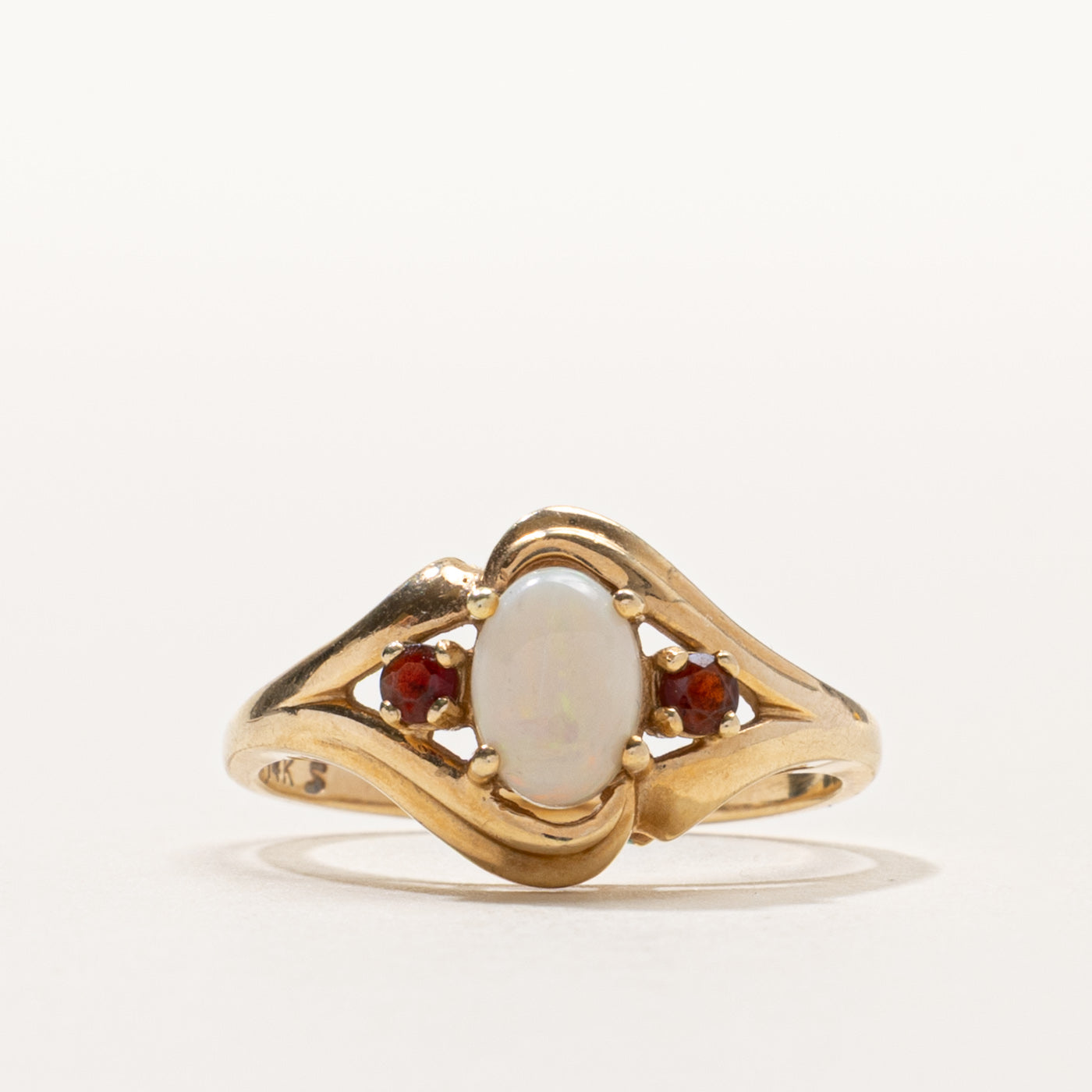 14k Opal & Garnet Accented Ring | SZ 7.25