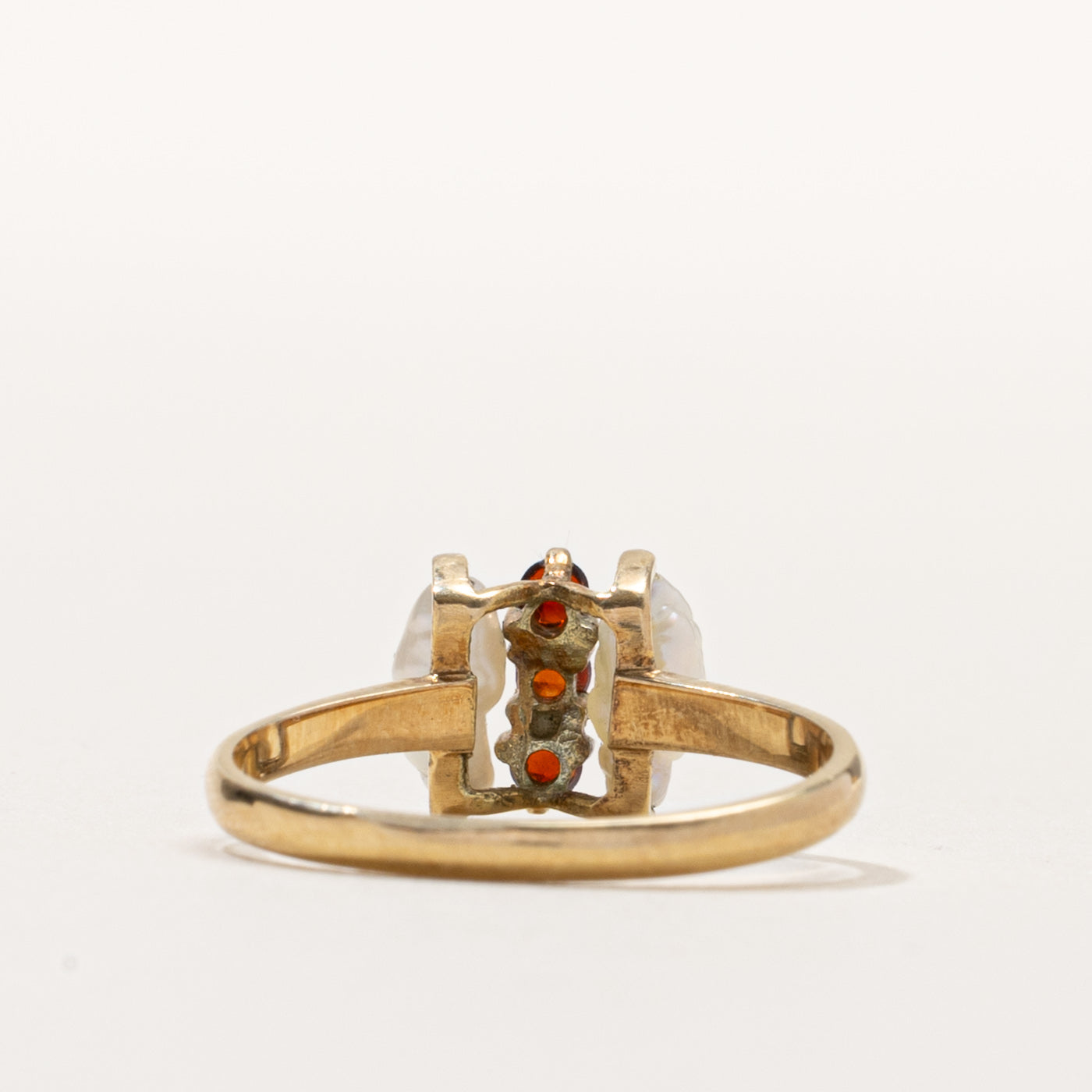14k Garnet Column & Pearl Ring | SZ 6.25