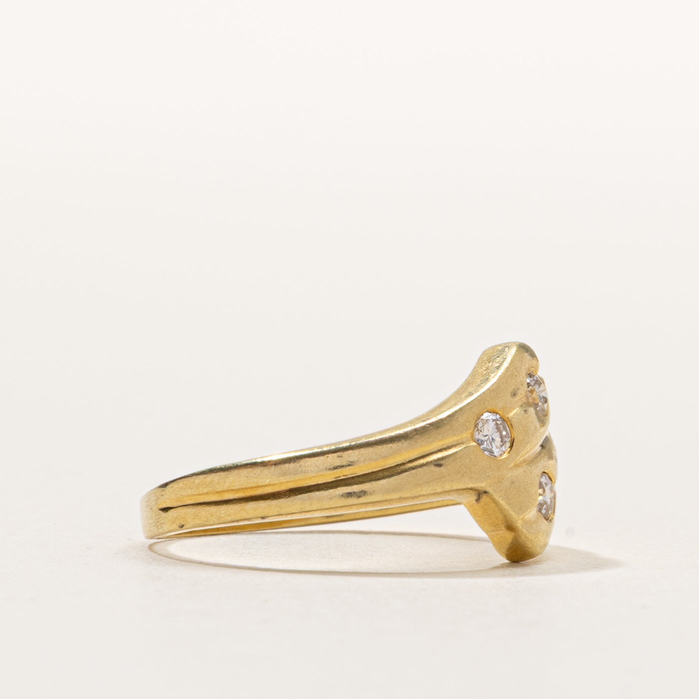 18k Diamond Textured Bypass Ring | 0.10ctw | SZ 7.25