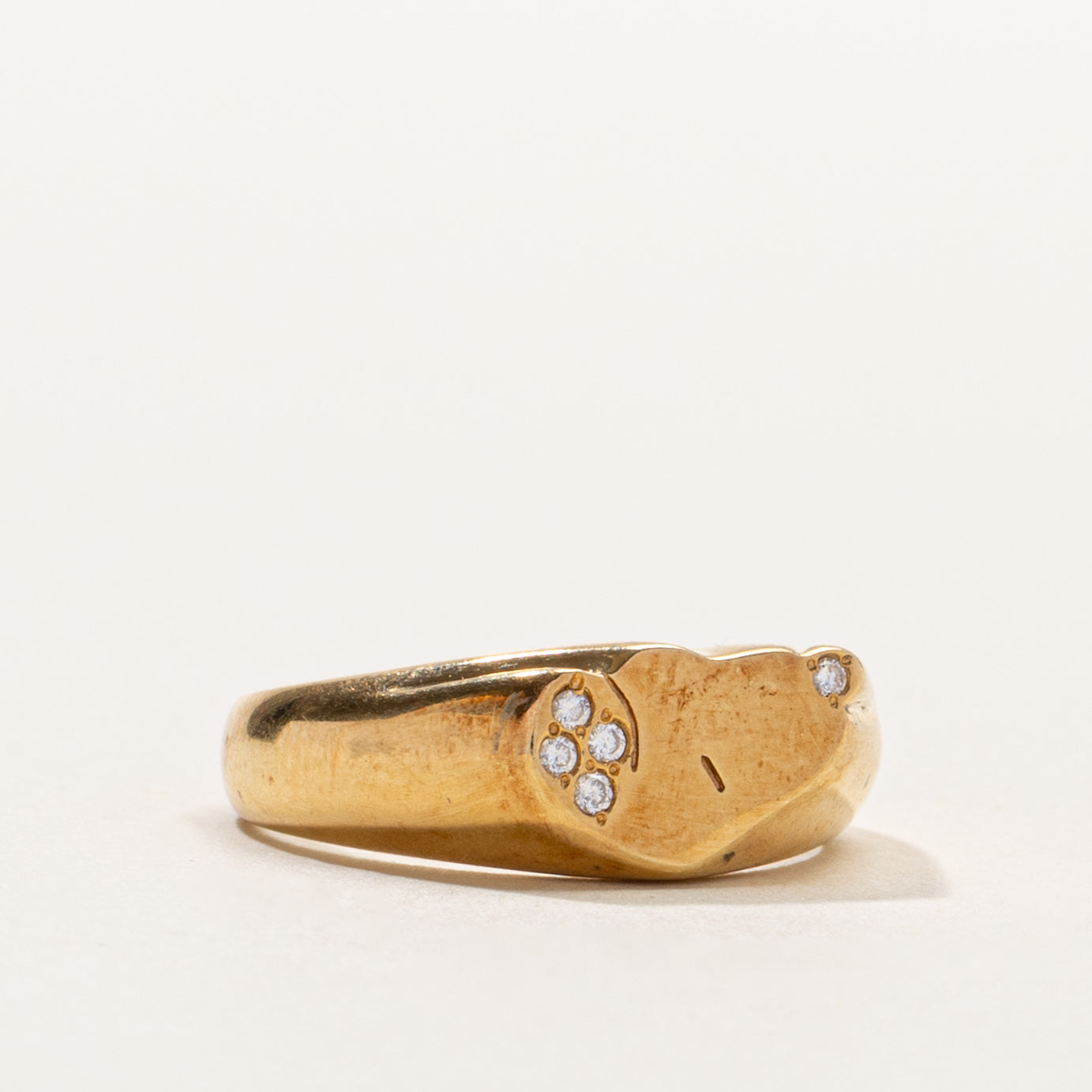 18k Diamond Abstract Heart Signet Ring | 0.03ctw | SZ 5