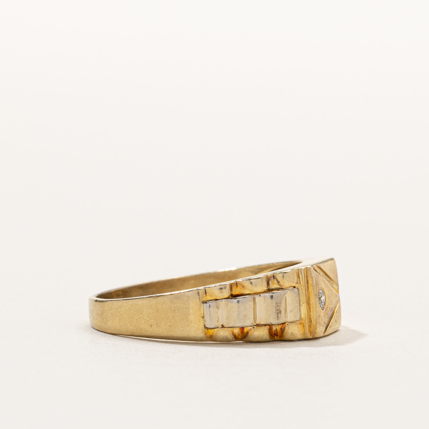 18k Diamond Geometric Watch Strap Style Ring | SZ 11.75