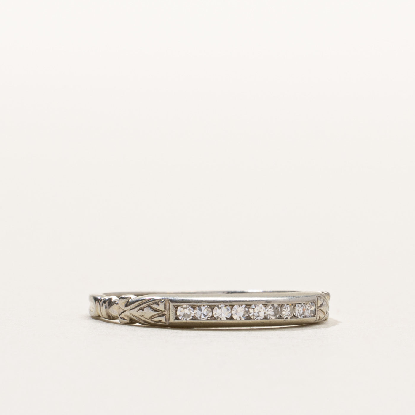 18k Semi Eternity Diamond Engraved Band | SZ 5