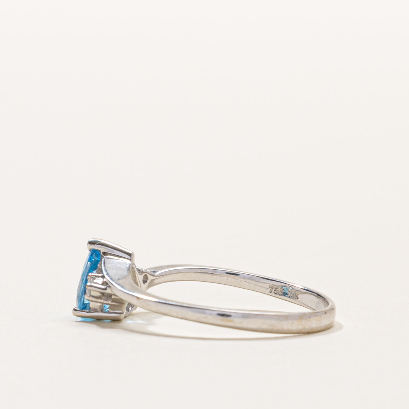 18k Heart Cut Blue Topaz & Diamond Ring | SZ 6.75