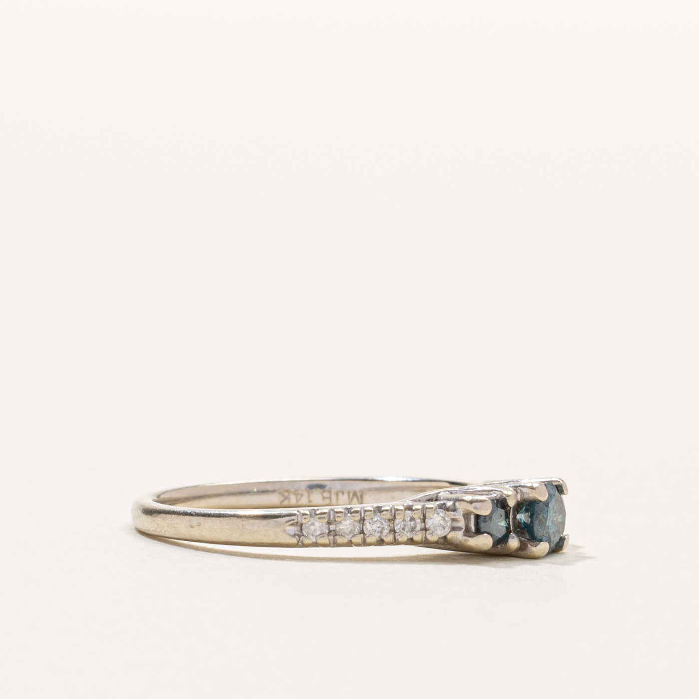 14k Three Stone Blue Diamond Ring | 0.37ctw | SZ 7.5