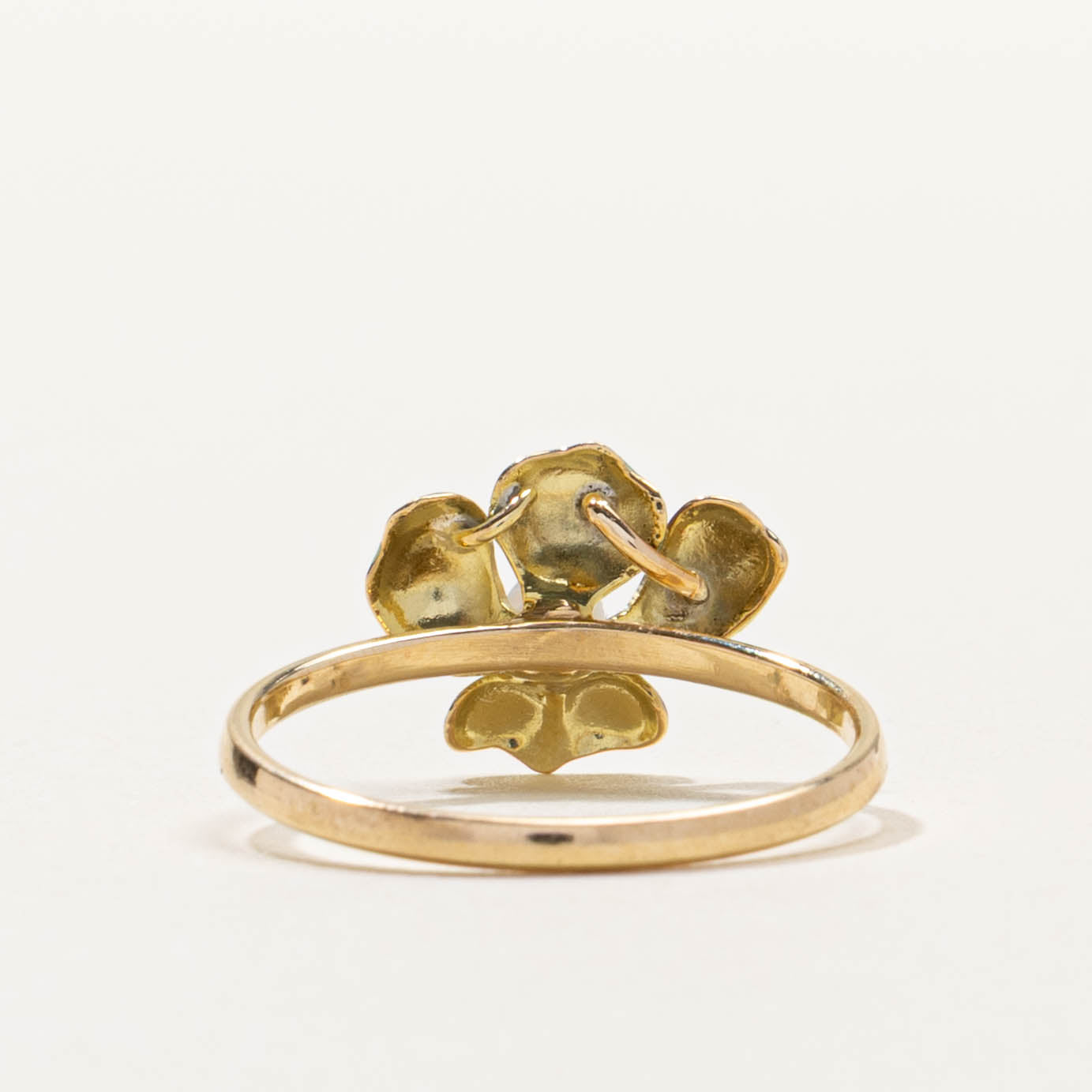 14k Pearl & Enamel Violet Ring | SZ 6.5