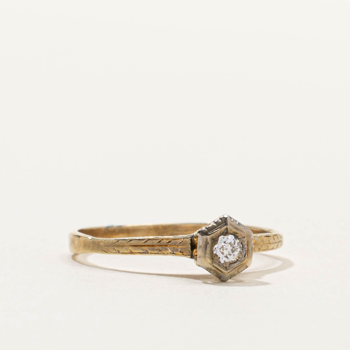 Art Deco Old European Cut Diamond Hexagon Ring | 0.05ctw | SZ 7.5