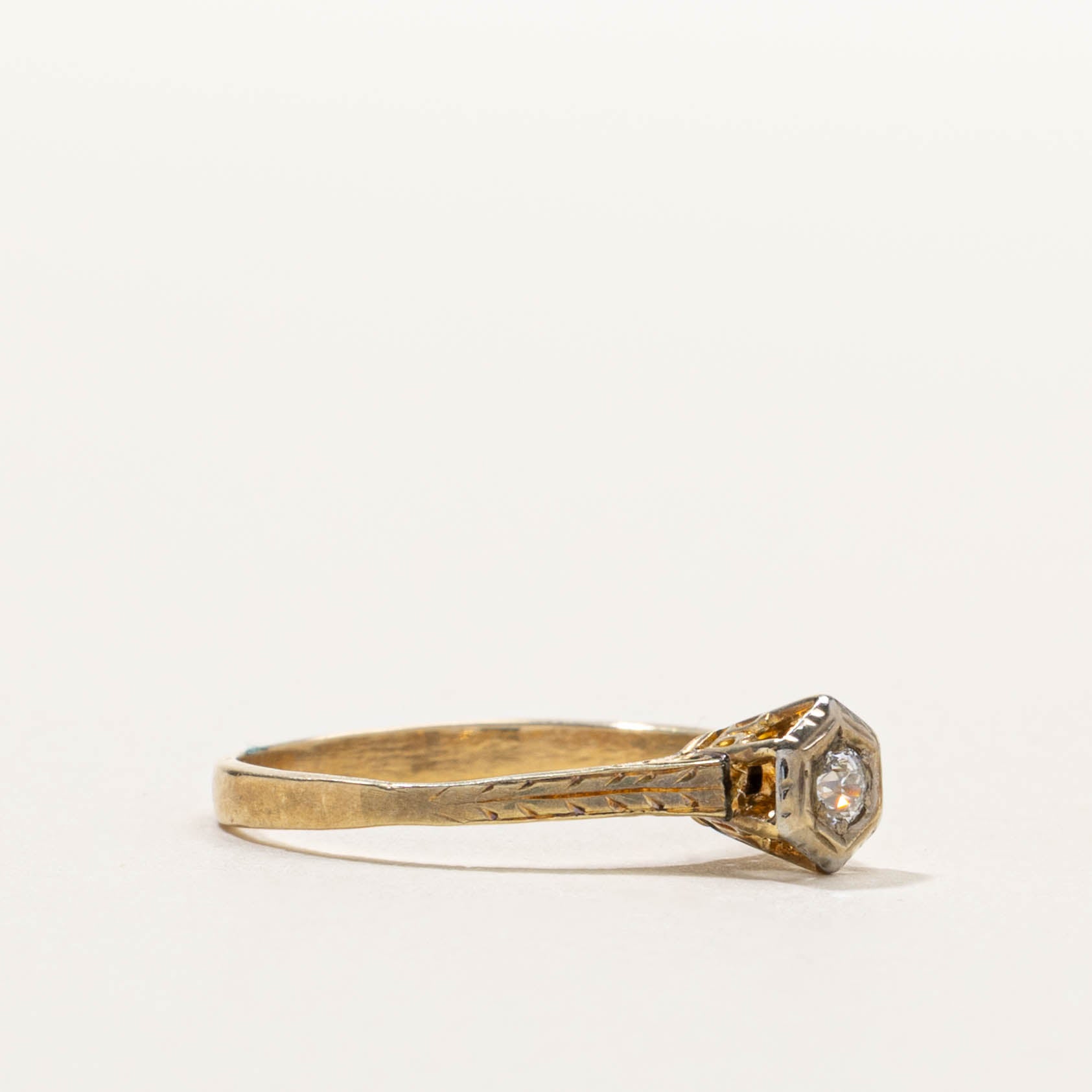 Art Deco Old European Cut Diamond Hexagon Ring | 0.05ctw | SZ 7.5