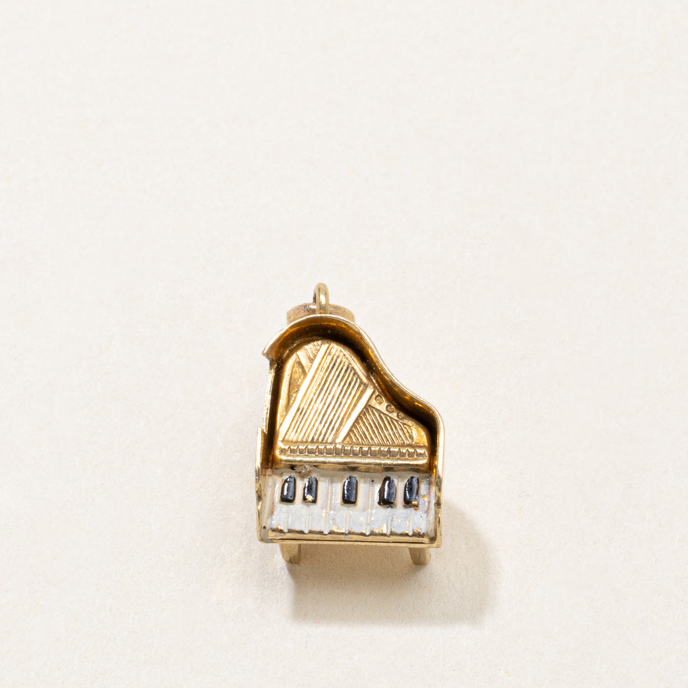 14k Enamel Detailed Piano Charm