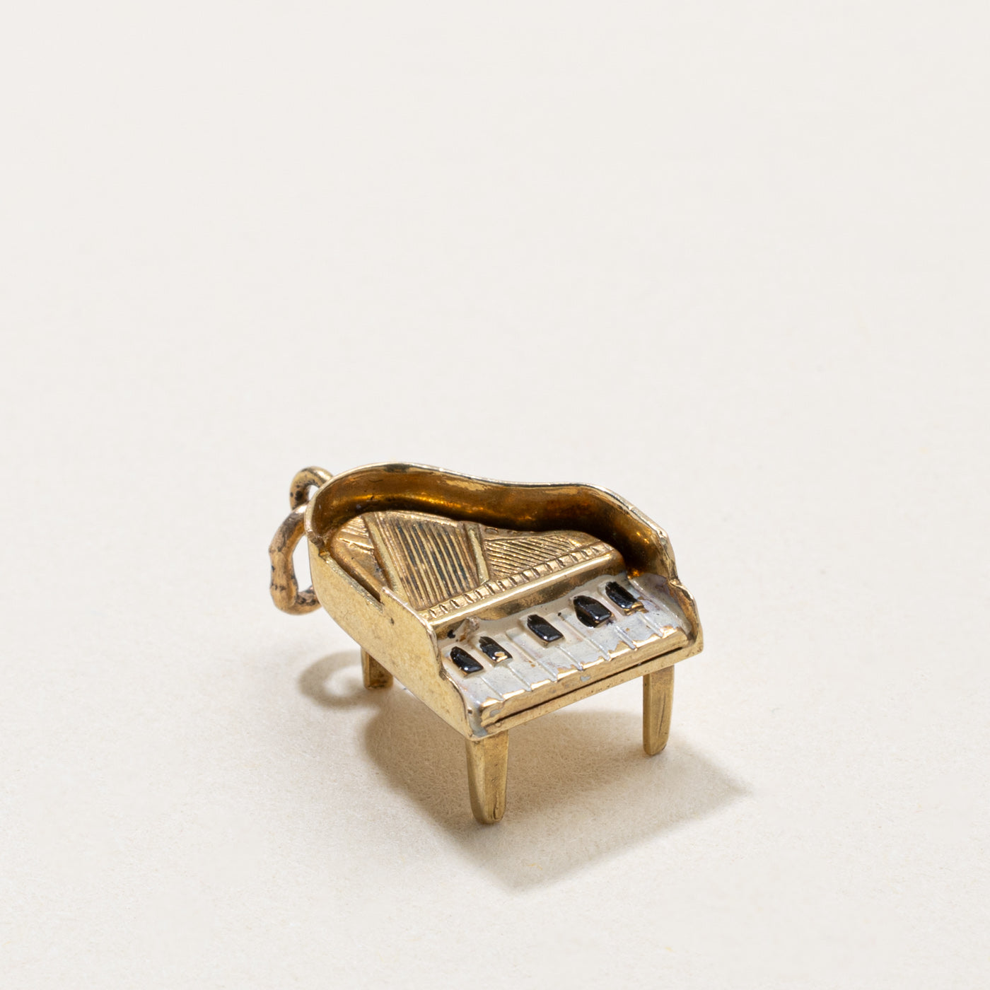 14k Enamel Detailed Piano Charm