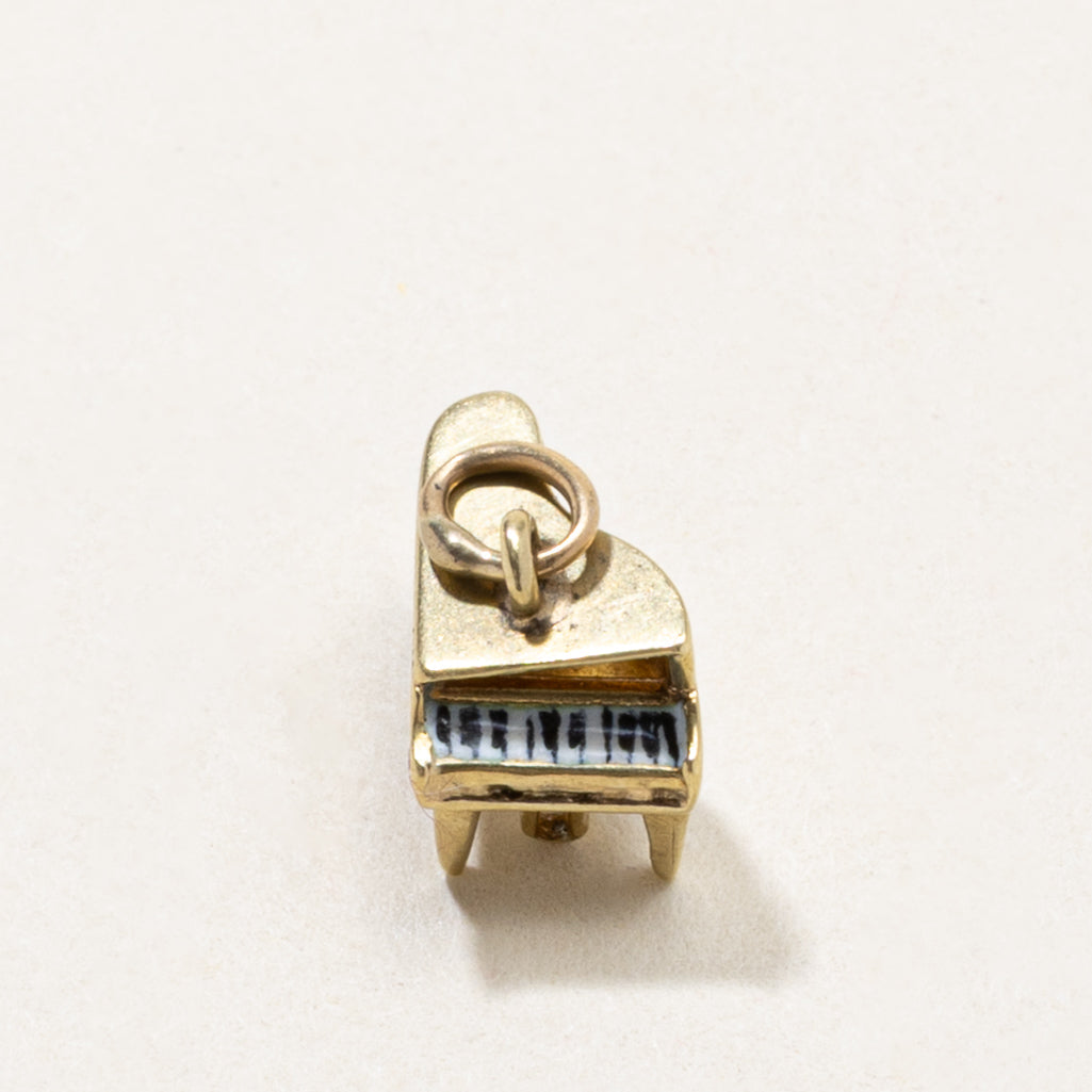 14k Enamel Detailed Piano Charm