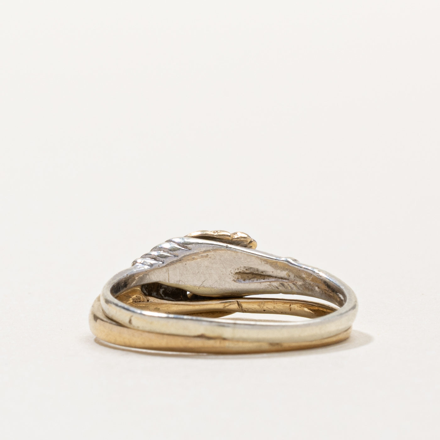 Birmingham UK Two Tone Interlocking Hands Ring | SZ 6.25