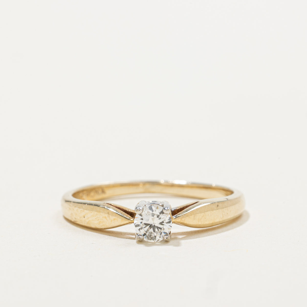10k Solitaire Diamond Reverse Tapered Ring | 0.19ct | SZ 6.5