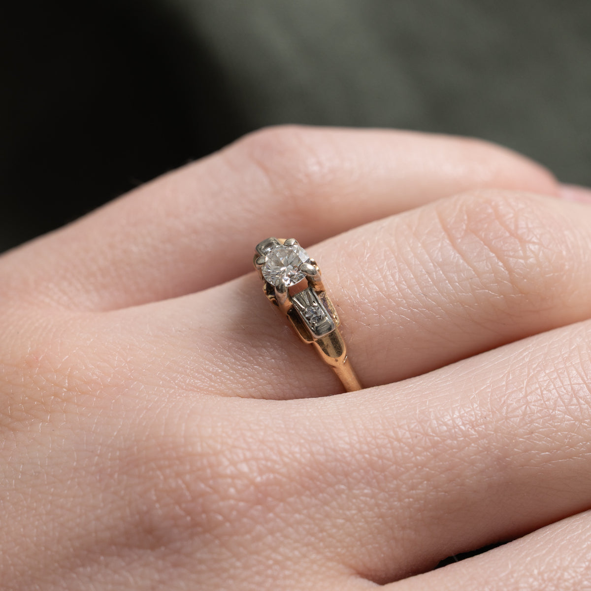 10k Diamond Accented Textured Ring | 0.32ctw | SZ 5.5