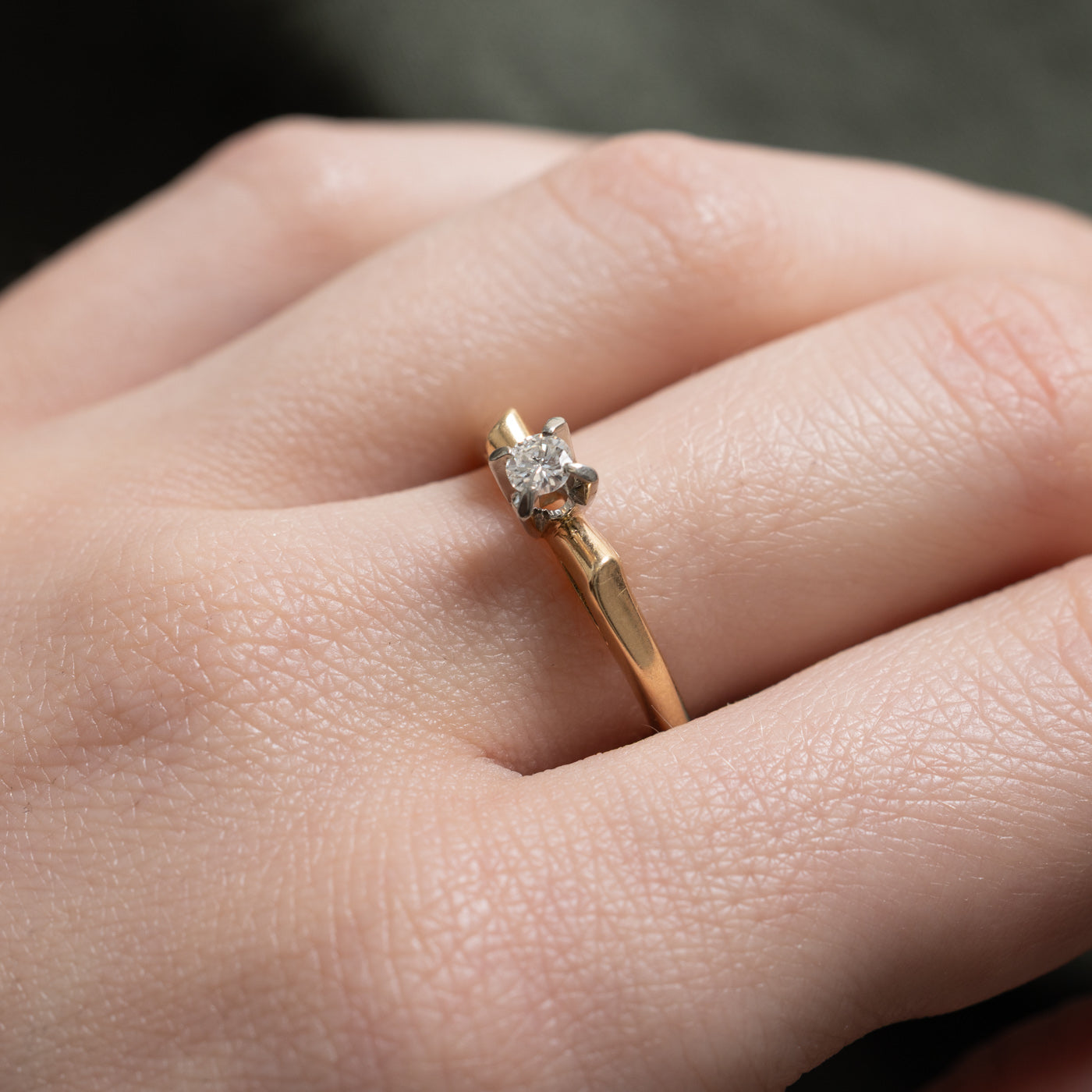 14k Solitaire High Set Diamond Ring | 0.15ct | SZ 6.5