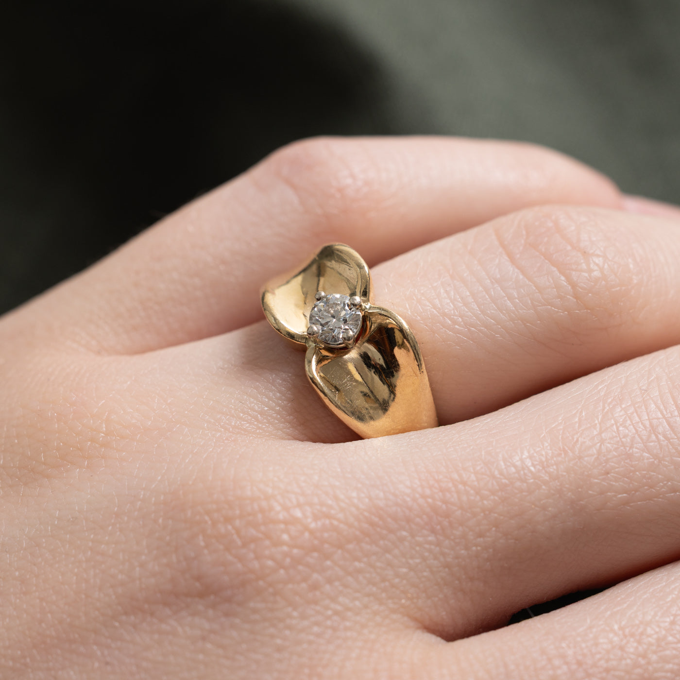 14k Solitaire Diamond Reverse Tapered Ring | 0.30ct | SZ 6