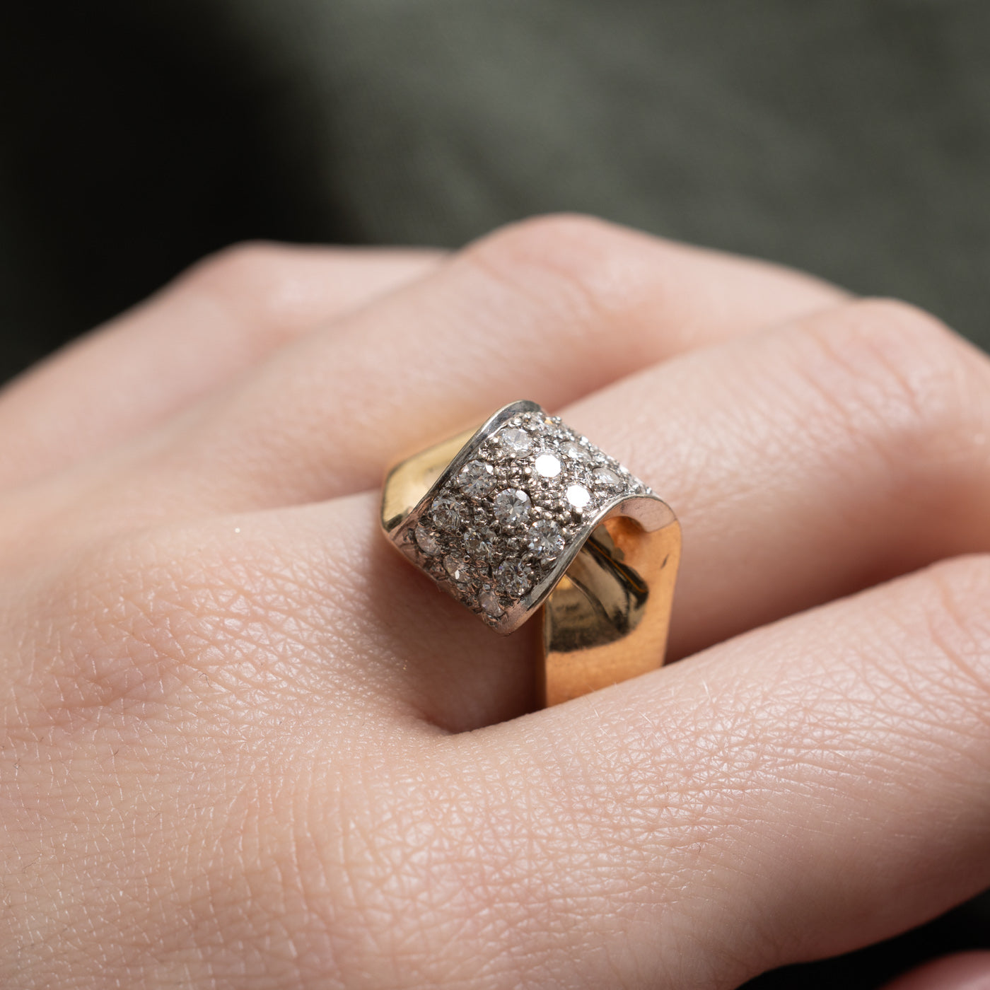 14k Pave Set Diamond Twisted Cocktail Ring | 0.72ctw | SZ 6.75