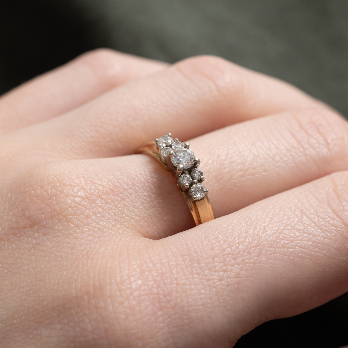 14k Yellow Gold Diamond Cluster Accented Ring | 0.47ctw | SZ 9.5
