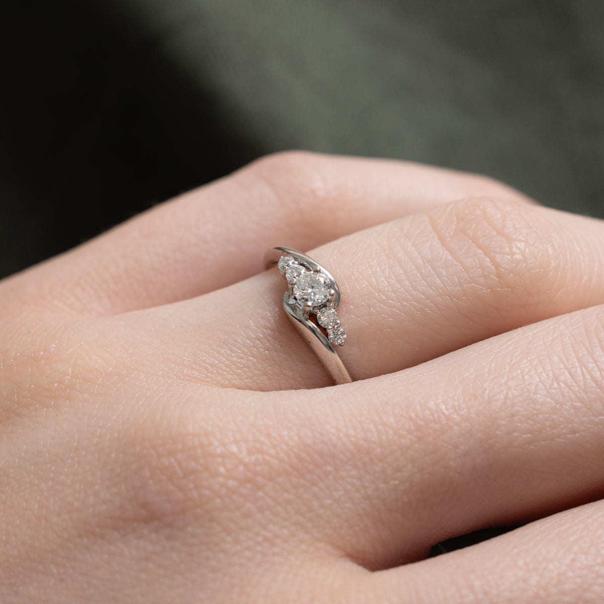 14k White Gold Diamond Accented Bypass Ring | 0.32ctw | SZ 4.75