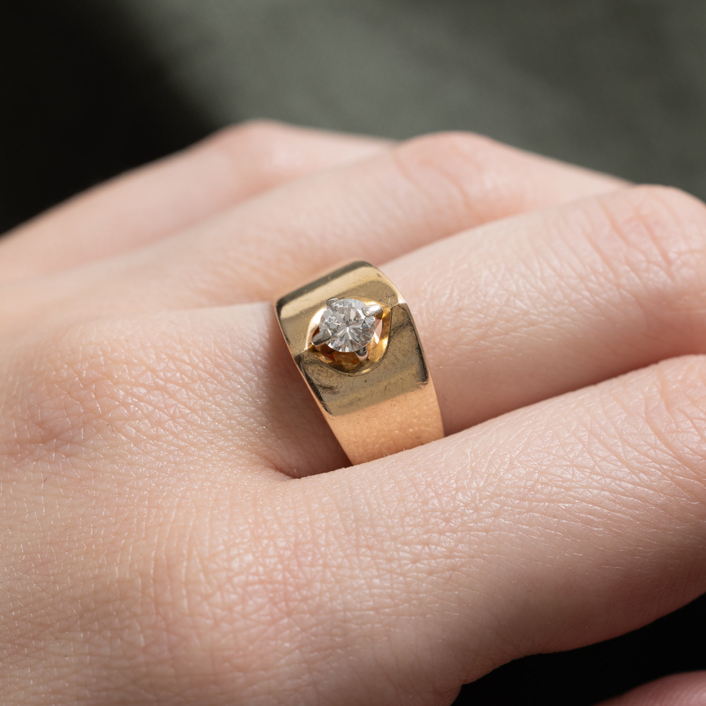14k Solitaire Diamond Pointed Tapered Ring | 0.33ct VS2 G | SZ 6.75