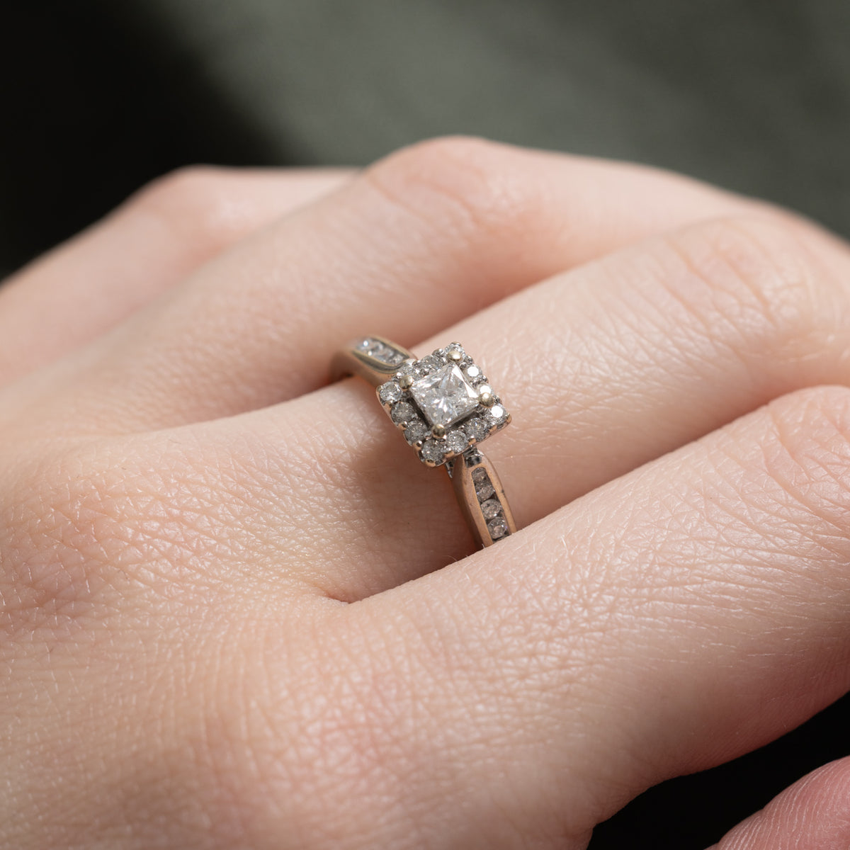 14k Princess Cut Diamond Halo Engagement Ring | 0.48ctw | SZ 6.25