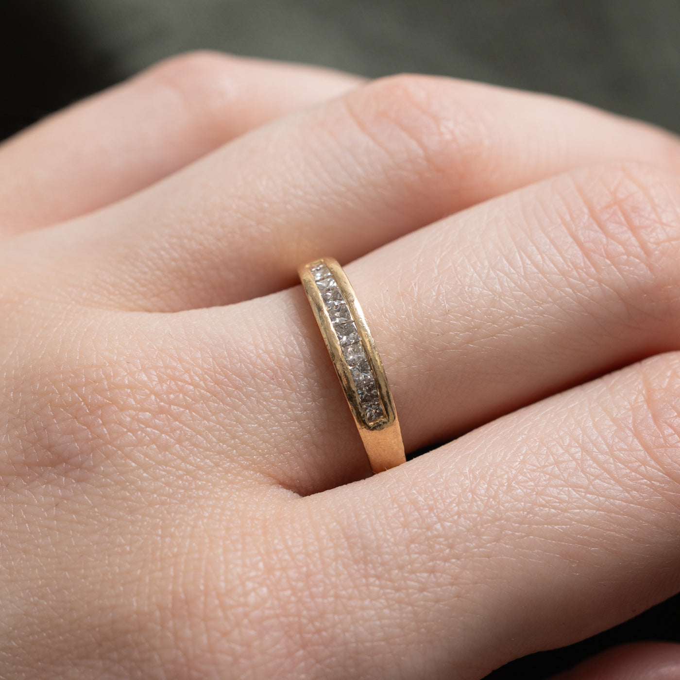 14k Semi Eternity Princess Cut Diamond Band | 0.25ctw | 3.85mm | SZ 7.25