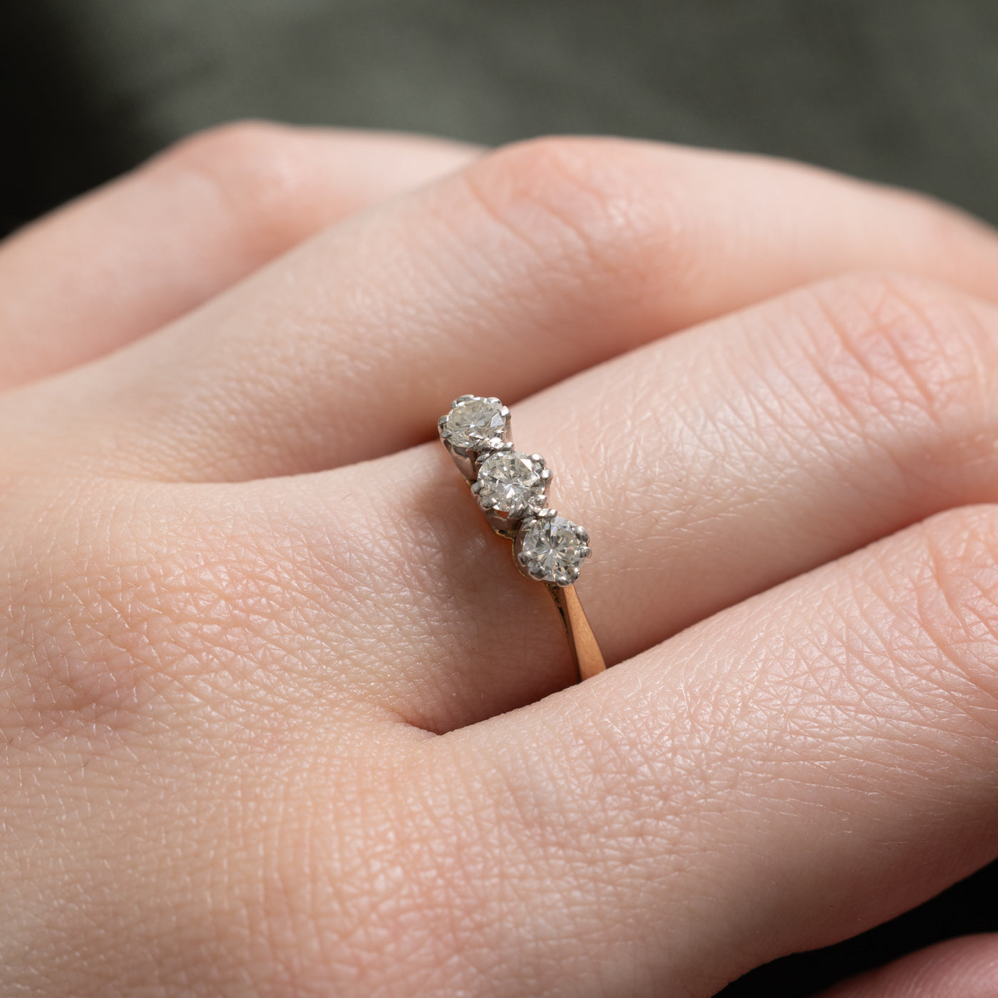 17k Three Stone Diamond Ring | 0.65ctw | SZ 6
