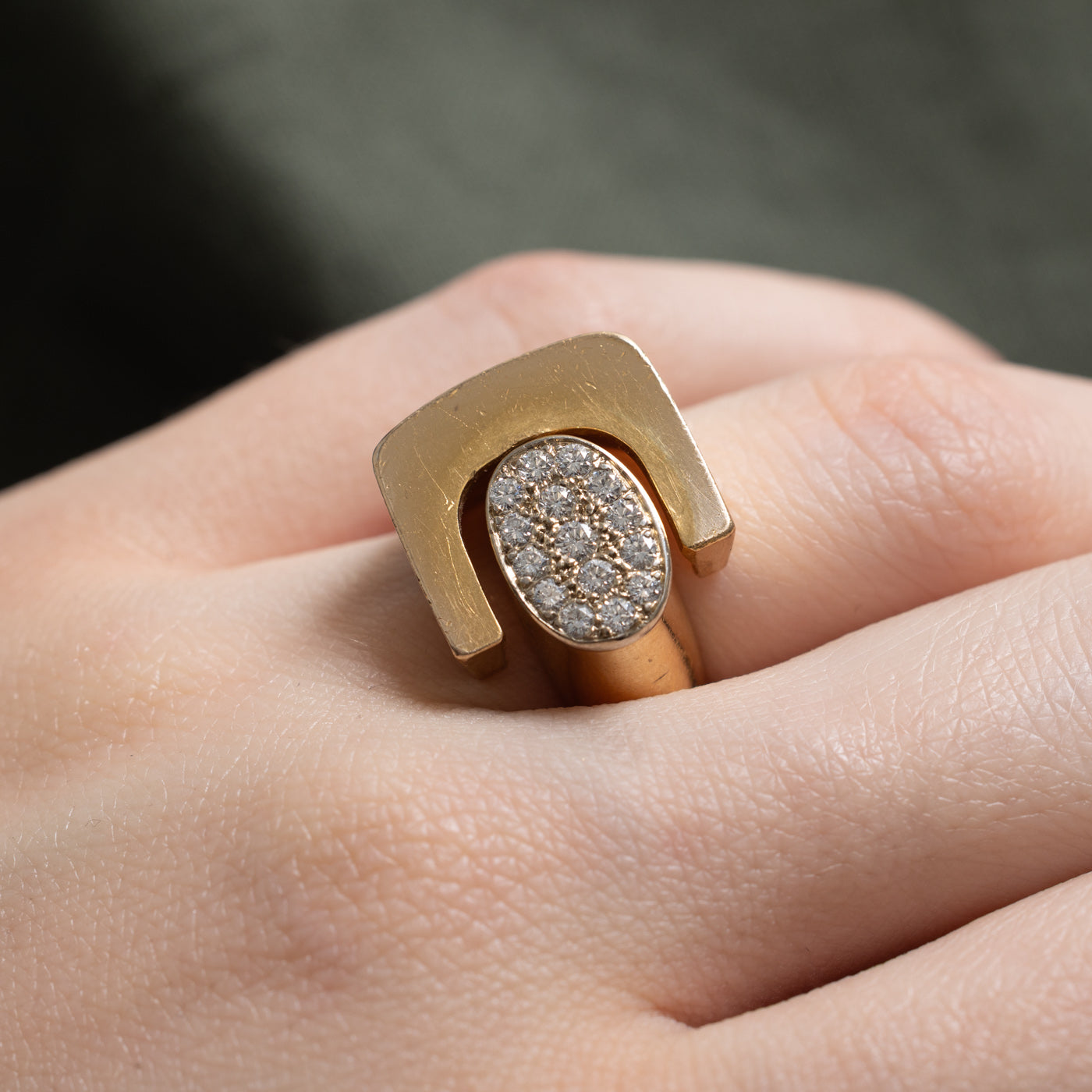 18k Pave Set Diamond Cluster Geometric Cocktail Ring | 0.24ctw | SZ 4.25