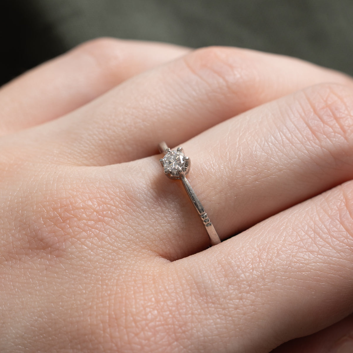 Platinum Solitaire Diamond Reverse Tapered Ring | 0.20ct VS2 F VG | SZ 6.25
