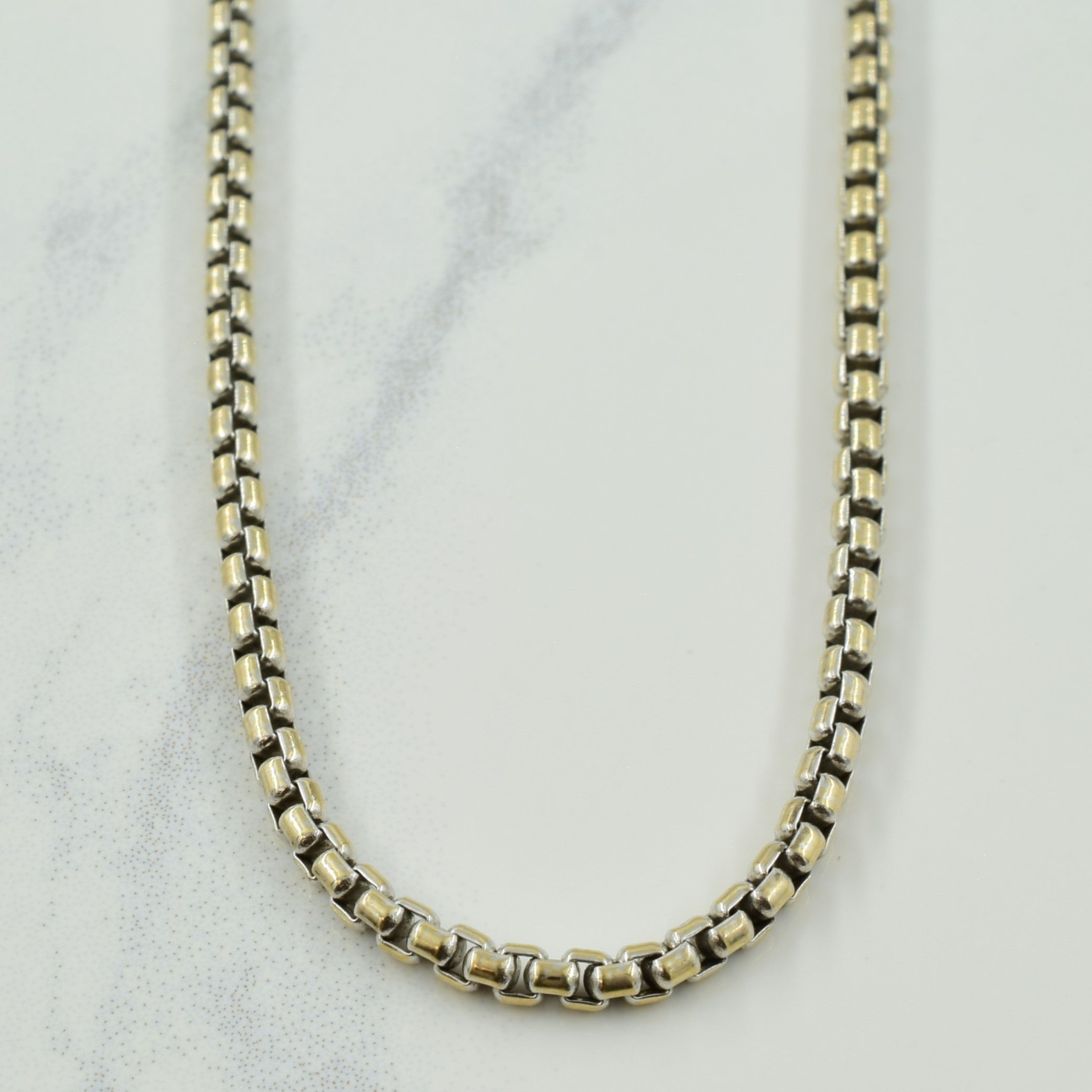 18k White Gold Italian Hallmark Box Chain | 16.5" |