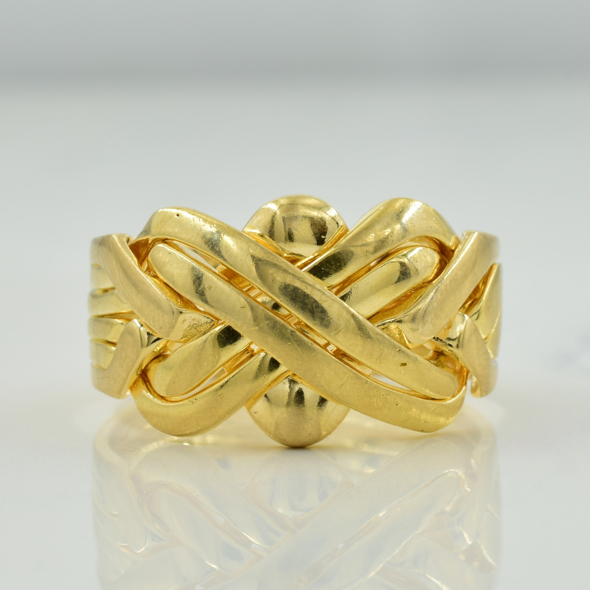 Bague puzzle italienne en or jaune 18 carats | Taille 11,25 |