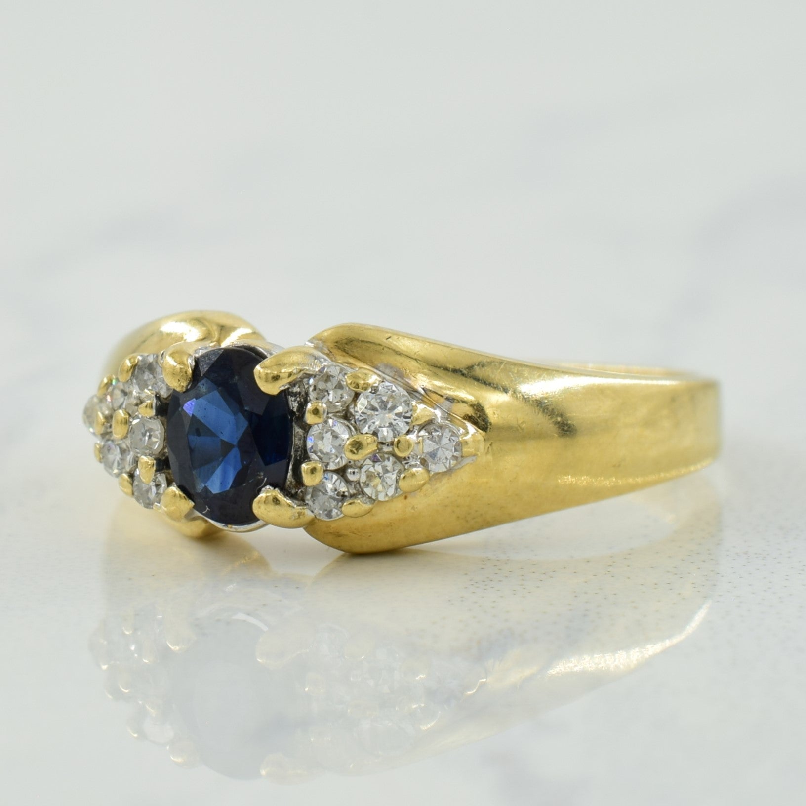 Blue Sapphire & Diamond Ring | 0.40ct, 0.10ctw | SZ 6.25 |