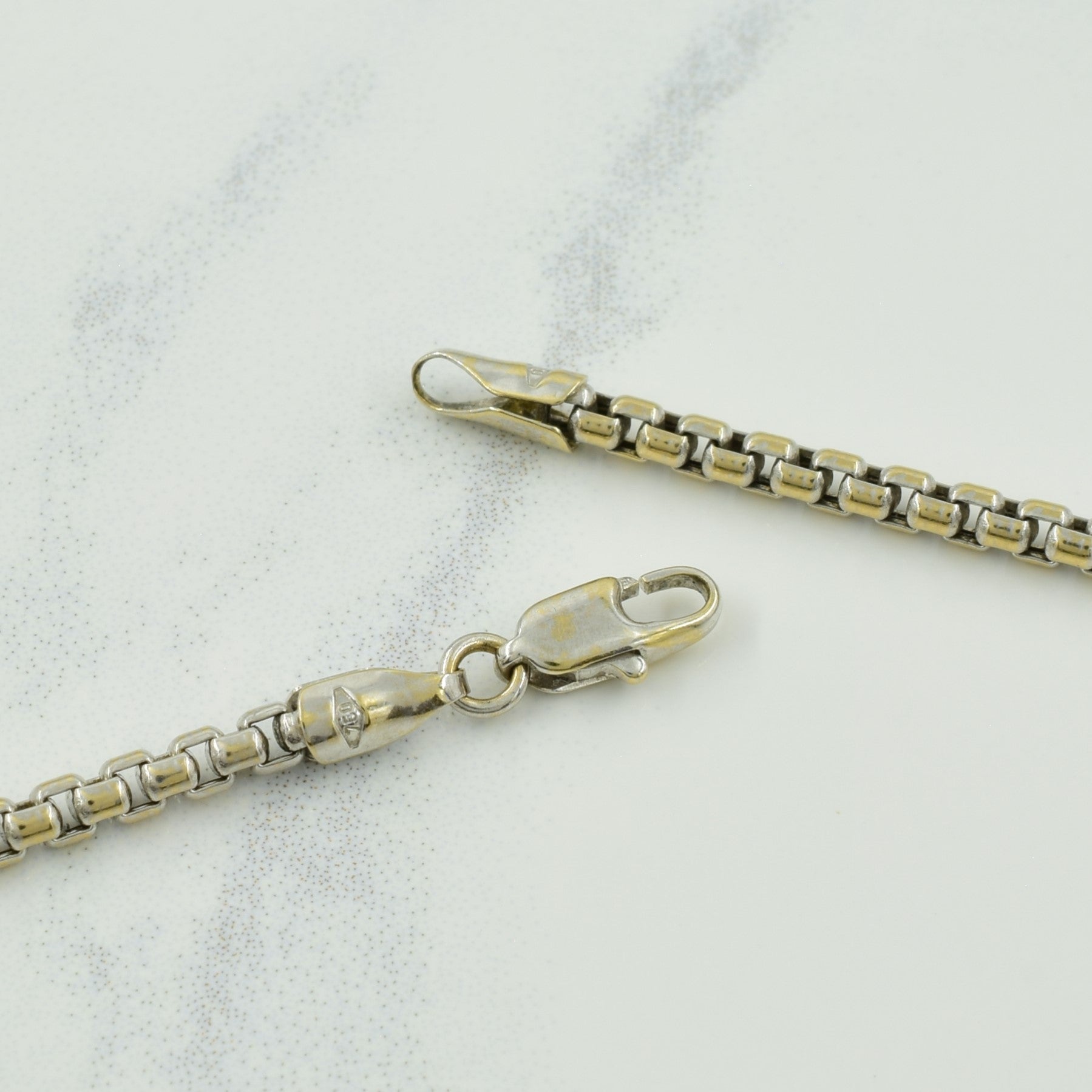 18k White Gold Italian Hallmark Box Chain | 16.5" |
